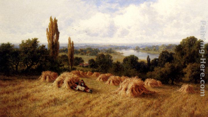 A Corn Field, Chertsey-On-Thames, Surrey painting - Henry Hillier Parker A Corn Field, Chertsey-On-Thames, Surrey art painting